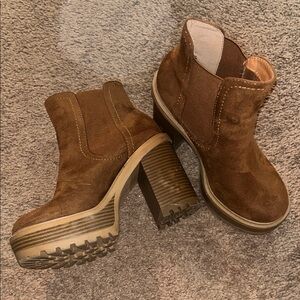Soda Brown Chunky Heel Boots